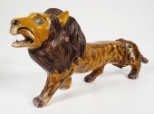 VINTAGE CHALKWARE LION LAMPVin