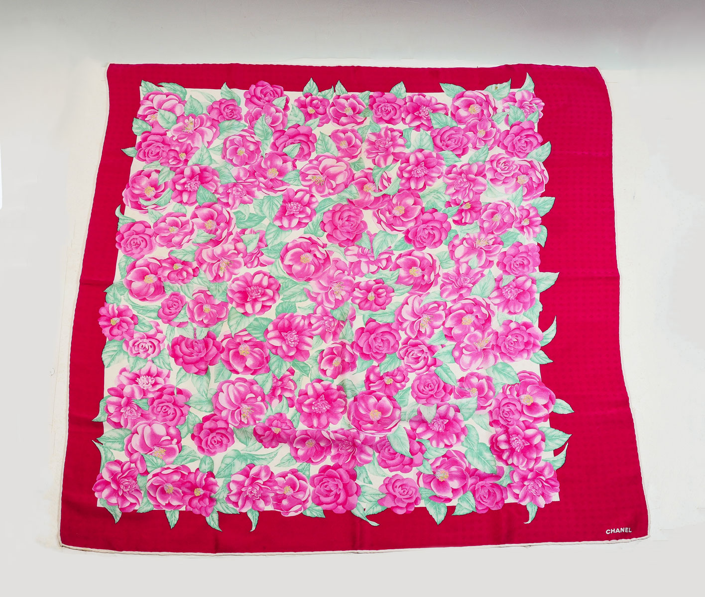 VINTAGE CHANEL CC EMBOSSED SCARF: