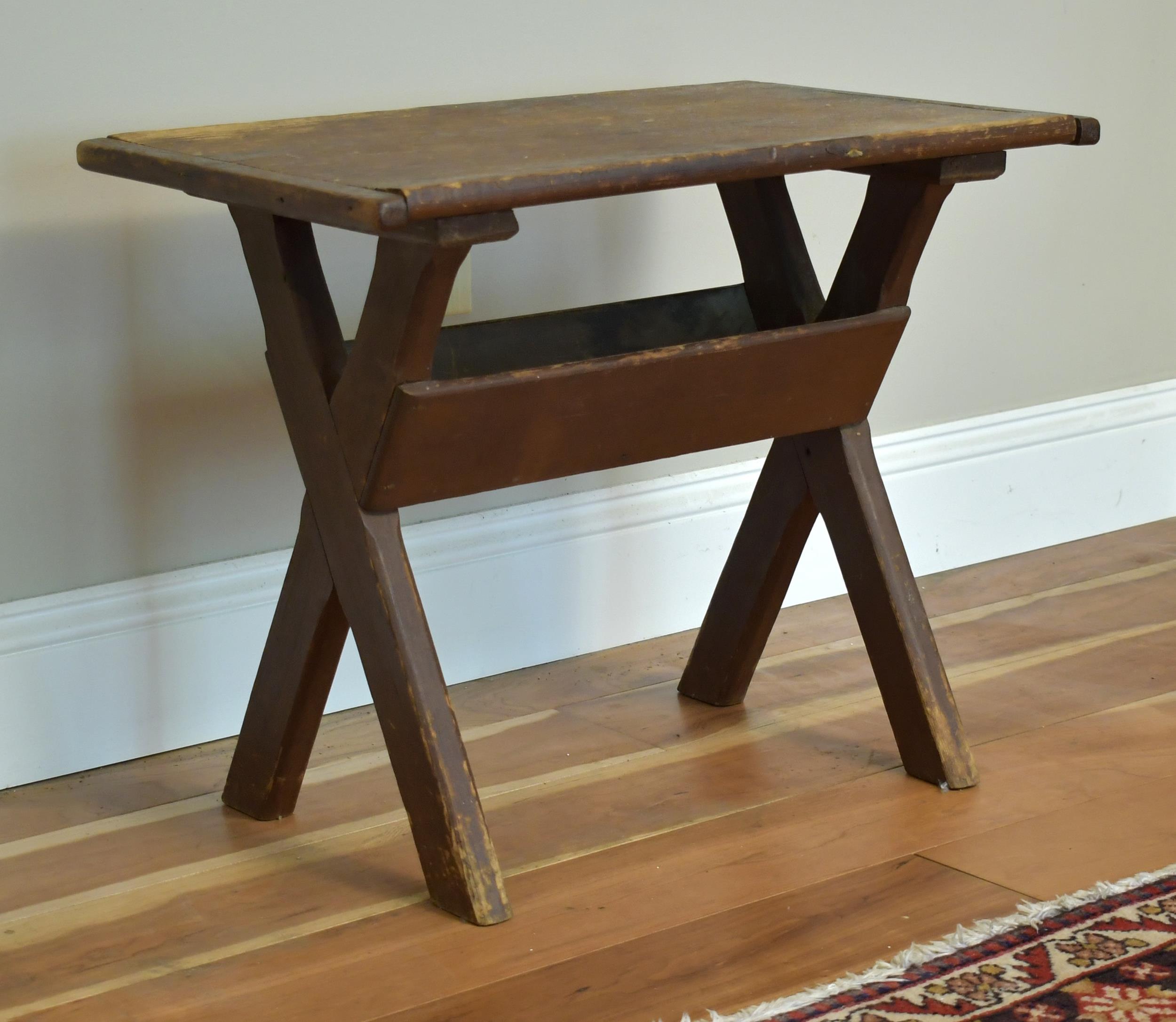 VINTAGE CHILD'S SIZE SAWBUCK TABLE.