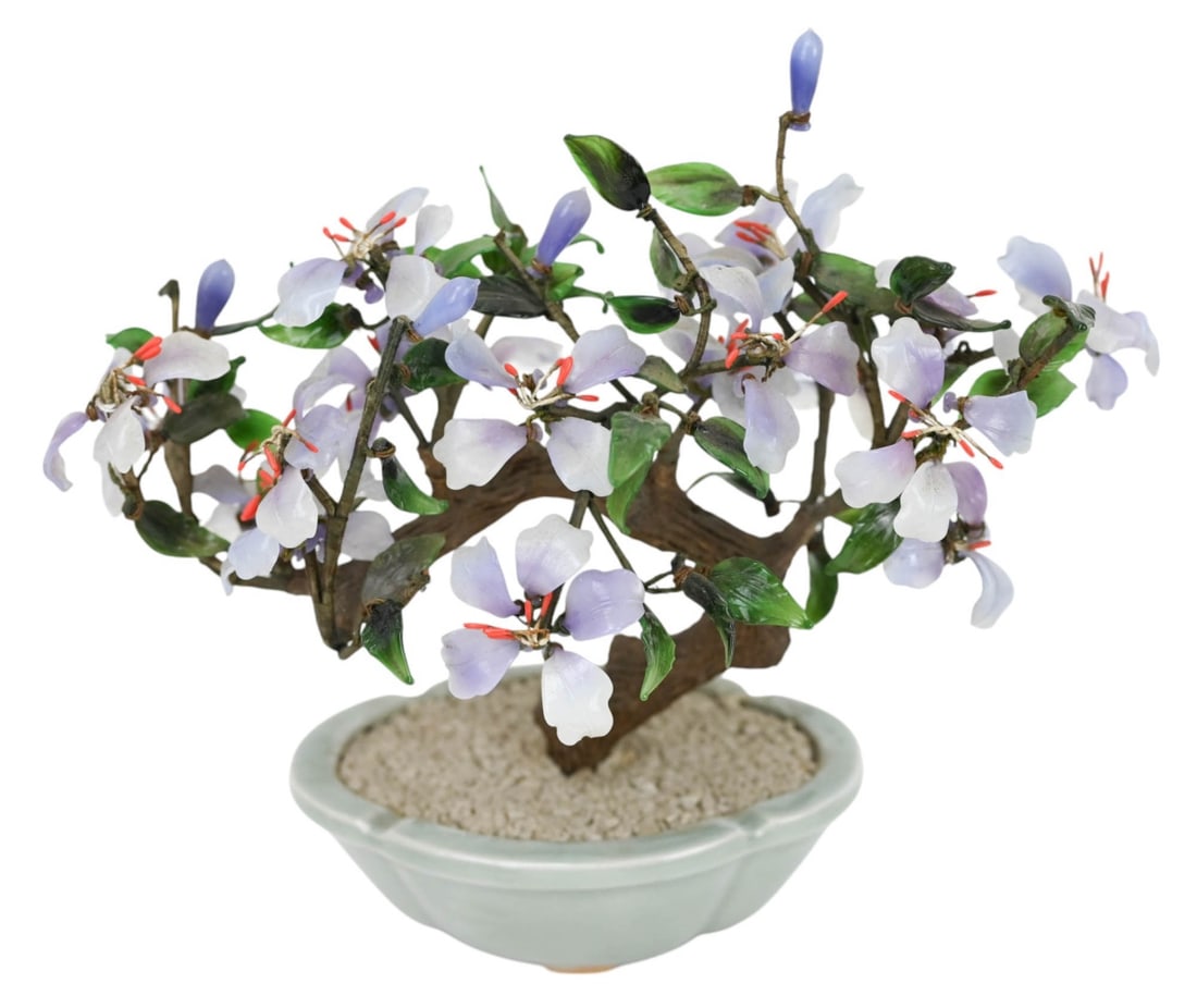 VINTAGE CHINESE GLASS BONSAI TREE