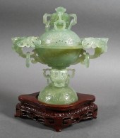 VINTAGE CHINESE GREEN HARDSTON