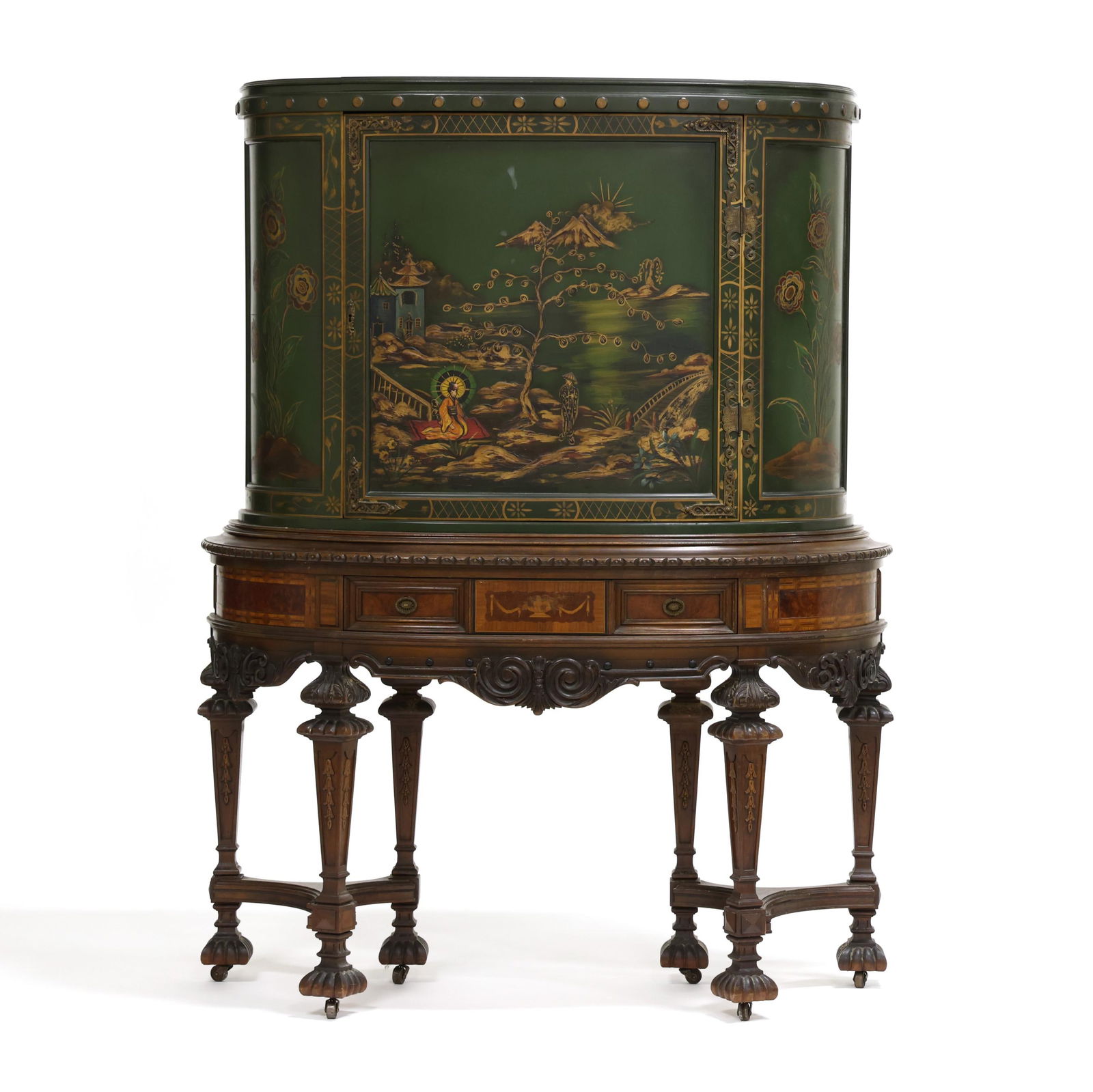 VINTAGE CHINOISERIE PAINTED AND