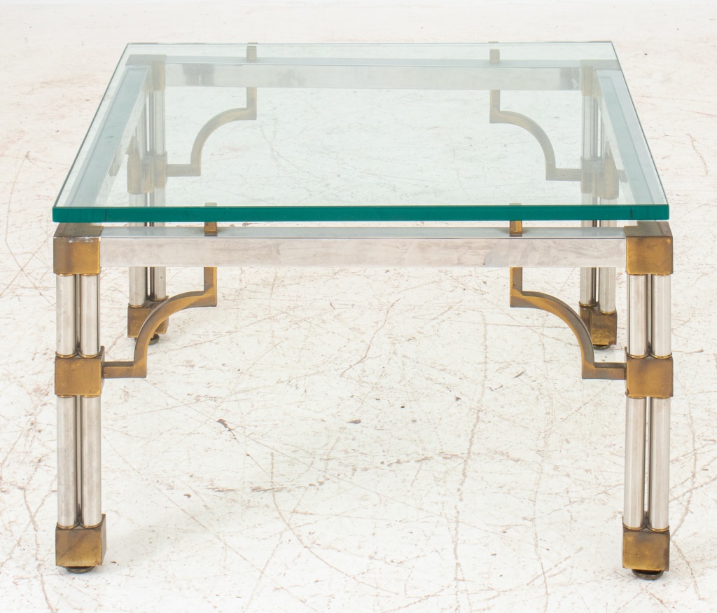 VINTAGE CHROME AND BRASS GLASS