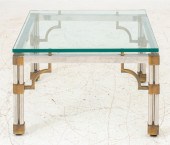 VINTAGE CHROME AND BRASS GLASS