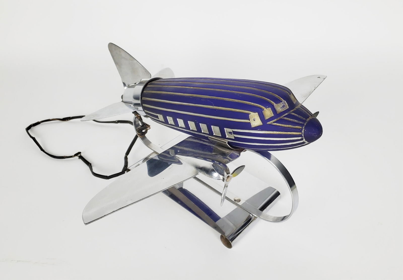 VINTAGE CHROME AND GLASS AIRPLANE
