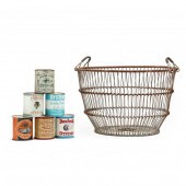 VINTAGE CLAM BASKET WITH SIX P
