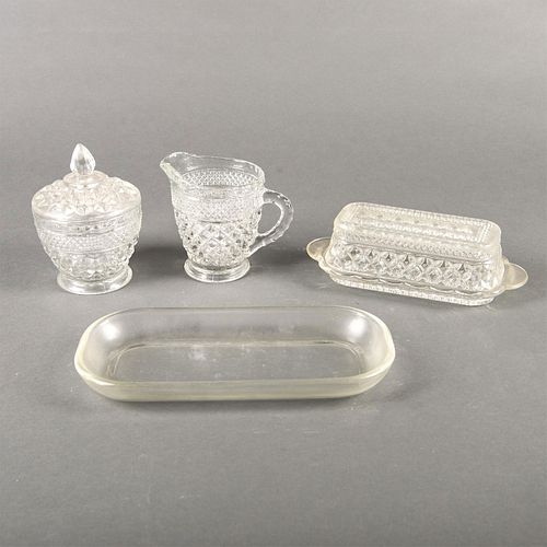 VINTAGE CLEAR CUT GLASS CREAMER,