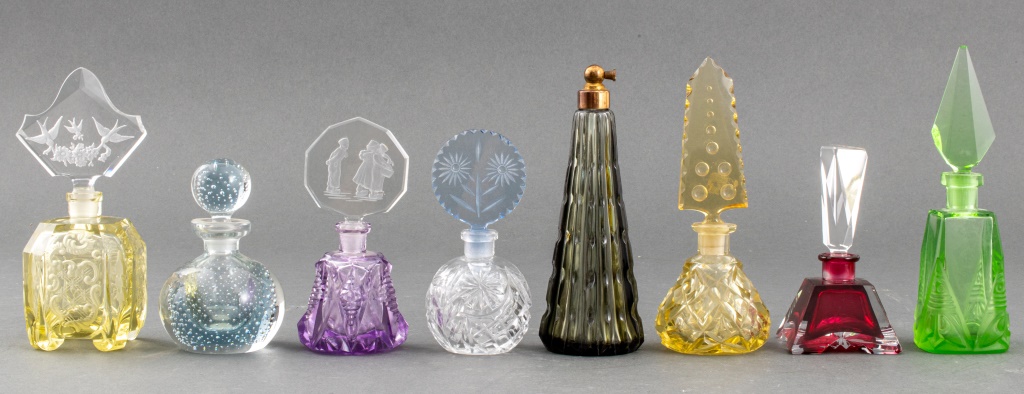 VINTAGE COLORED CZECH GLASS PERFUME