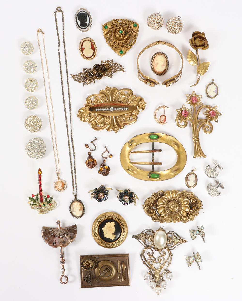 VINTAGE COSTUME JEWELRY, BUTTONS,