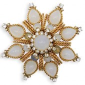 VINTAGE COSTUME OPALINE FLORAL