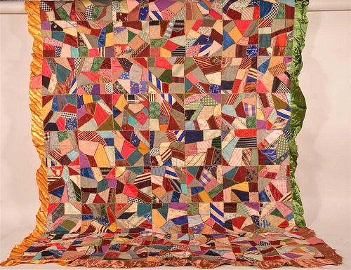 VINTAGE CRAZY PATCH QUILT.Vintage