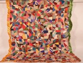 VINTAGE CRAZY PATCH QUILT.Vint