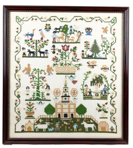 VINTAGE CROSS STITCH SAMPLER IN