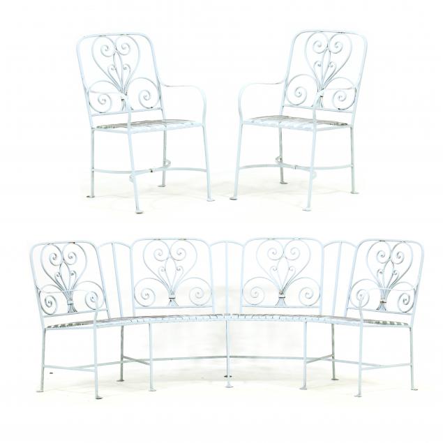 VINTAGE CURVED IRON GARDEN BENCH