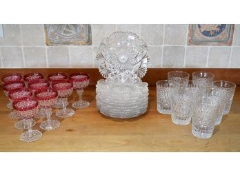 Vintage cut glass, including: set