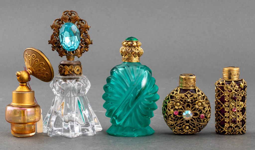 VINTAGE CZECH GLASS PERFUME BOTTLES