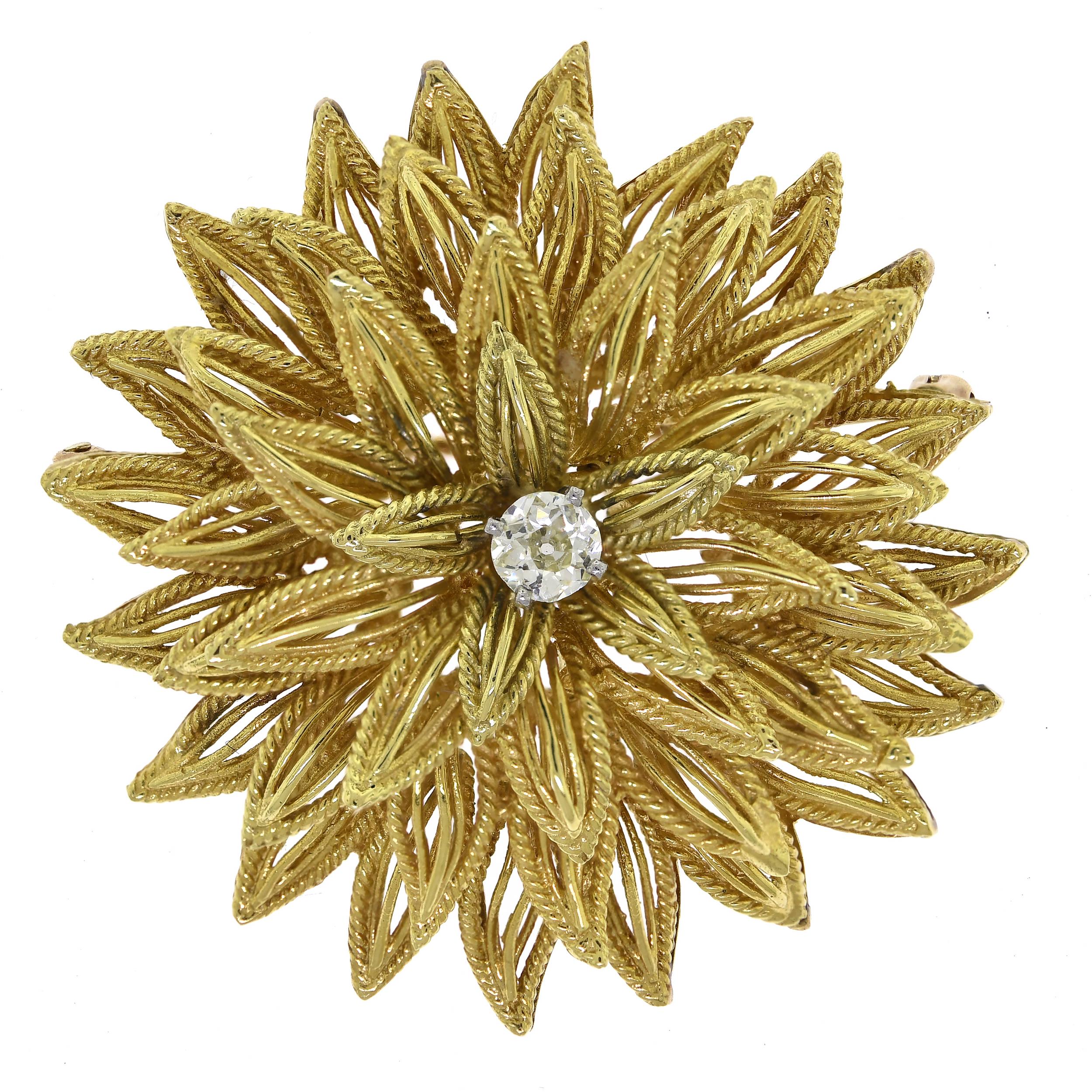 VINTAGE DAHLIA 18K GOLD AND DIAMOND
