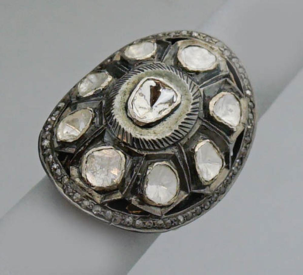 VINTAGE DIAMOND AND ANODIZED SILVER