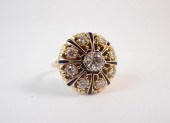 VINTAGE DIAMOND AND BLUE ENAME