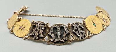 Vintage diamond gold coin bracelet,