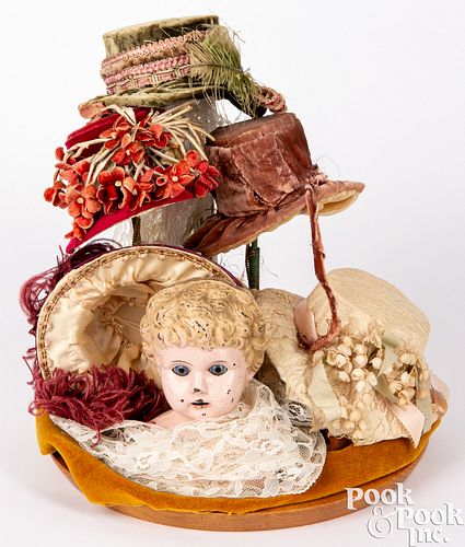 VINTAGE DOLL HAT DISPLAY UNDER