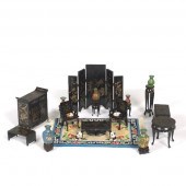 VINTAGE DOLL HOUSE BLACK AND G