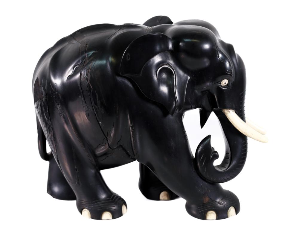 VINTAGE EBONIZED WOOD CARVED