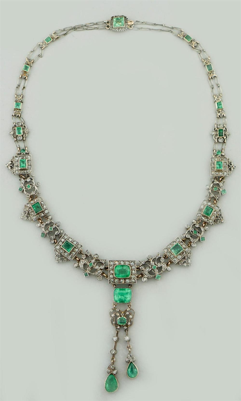 VINTAGE EMERALD, DIAMOND AND 14K
