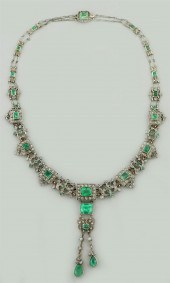 VINTAGE EMERALD, DIAMOND AND 1