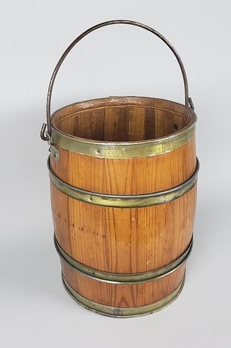 VINTAGE ENGLISH BRASS BOUND PINE