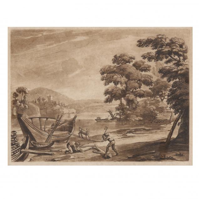 VINTAGE ETCHING OF MEN SPLITTING