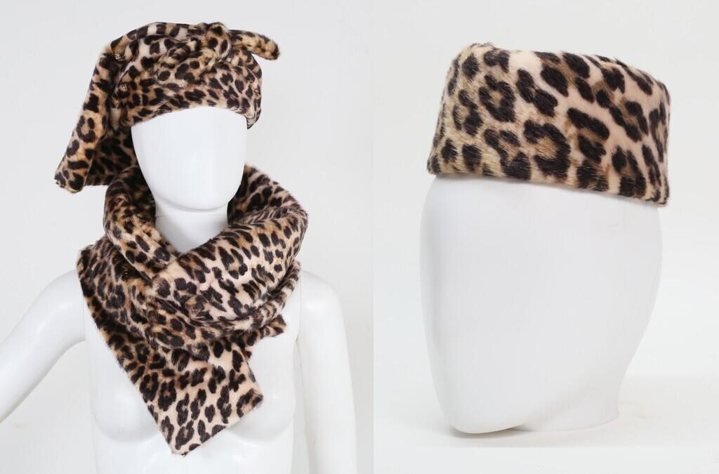 VINTAGE FAUX LEOPARD SHAWL & HAT