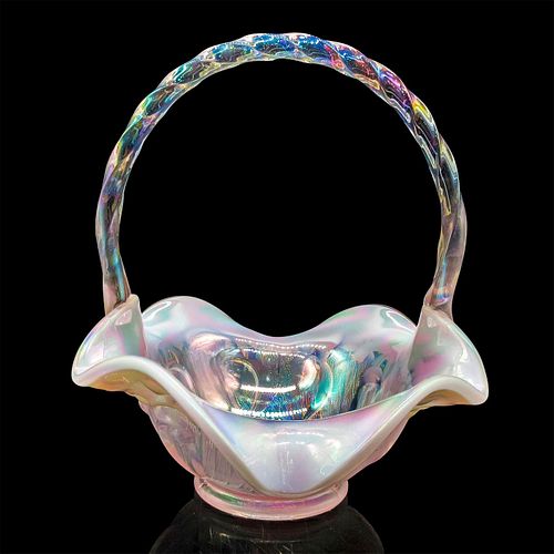 VINTAGE FENTON GLASS BASKET, LILY