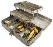 VINTAGE FISHING TACKLE BOX & L
