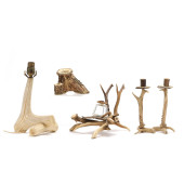 VINTAGE FIVE PIECE ANTLER DESK