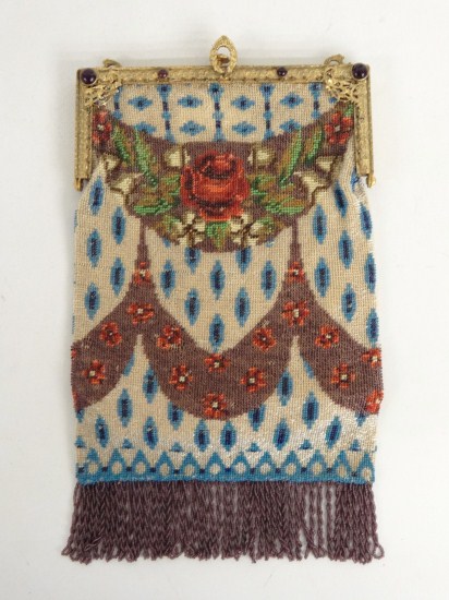 Vintage floral beaded purse with