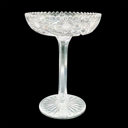 VINTAGE FLORAL CUT GLASS COMPOTE