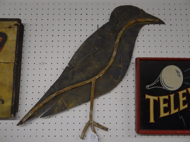 Vintage folk art crow metal with