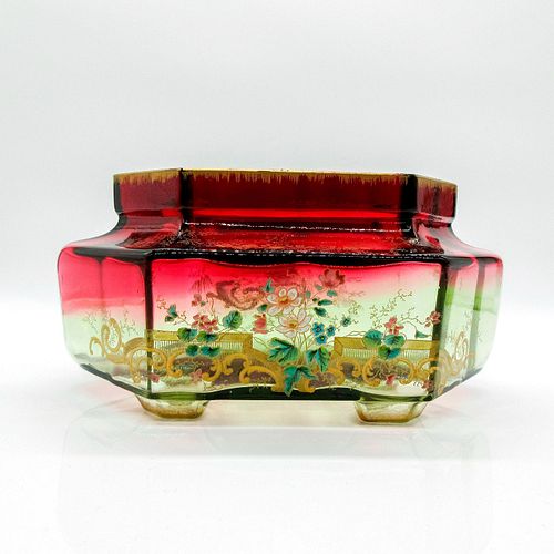 VINTAGE FOOTED OMBRE ART GLASS BOWL
