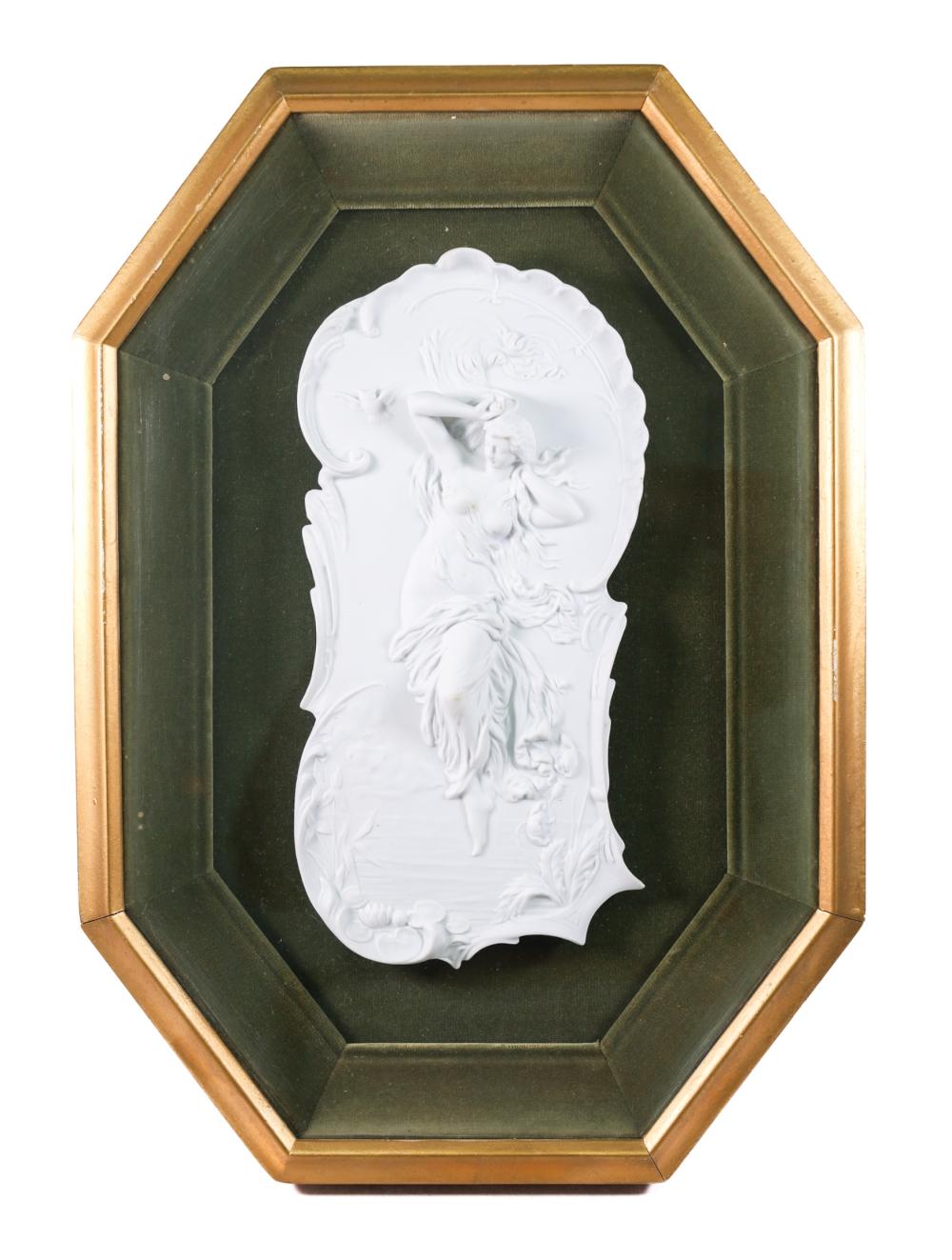 VINTAGE FRAMED BISQUE PORCELAIN