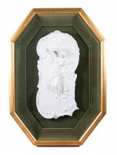 VINTAGE FRAMED BISQUE PORCELAI