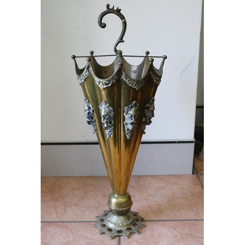 Vintage French brass umbrella stand