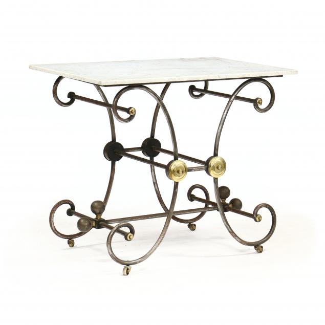 VINTAGE FRENCH MARBLE AND STEEL