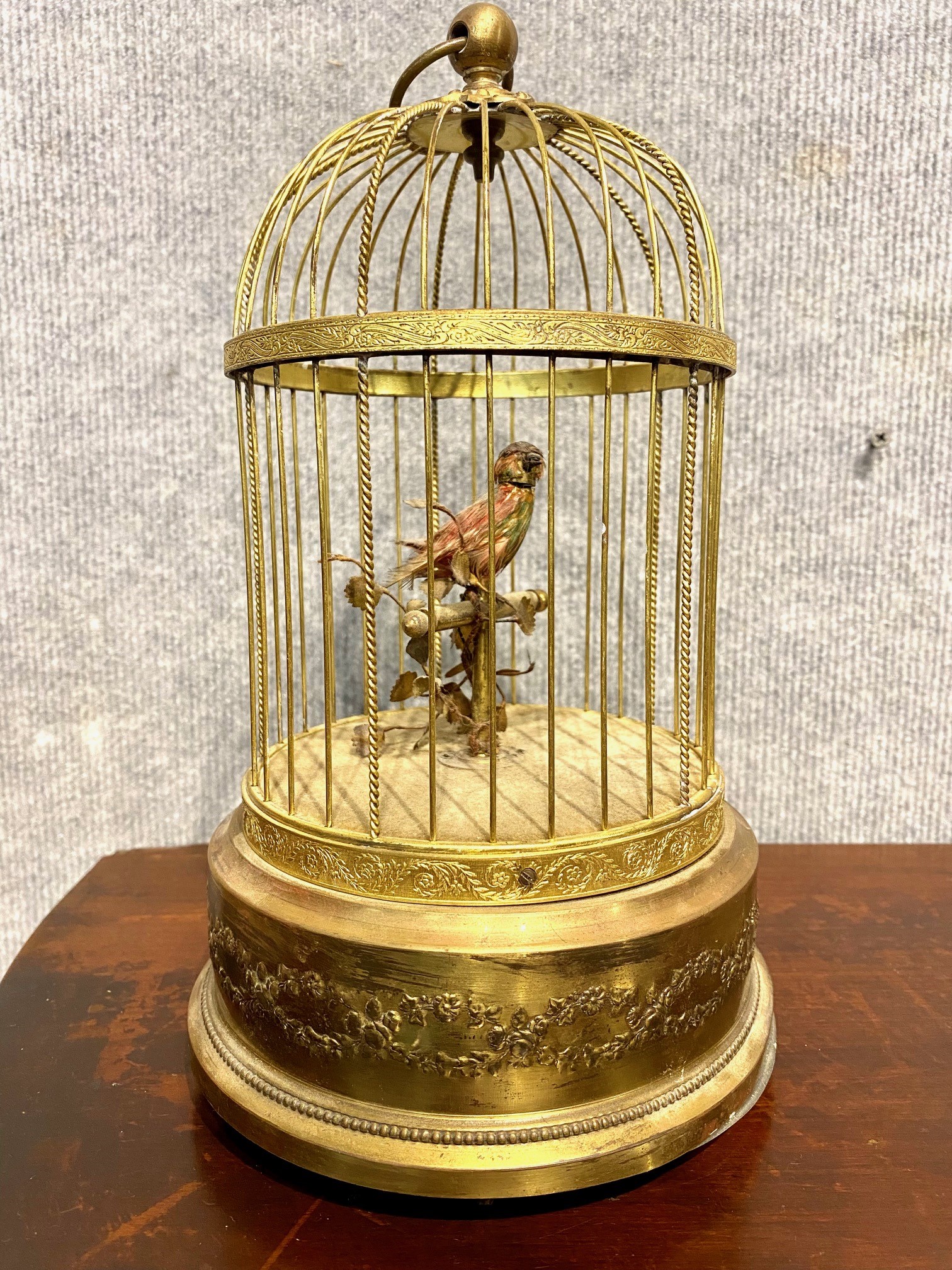 VINTAGE FRENCH SONG BIRD IN CAGE.