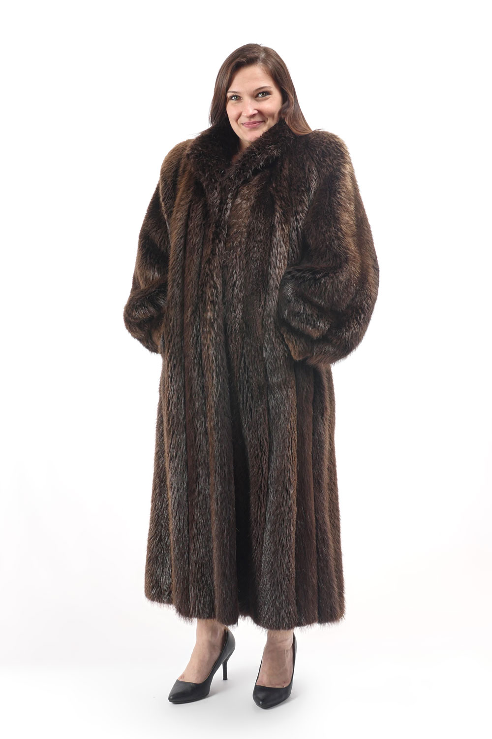 VINTAGE FULL LENGTH BEAVER COAT: