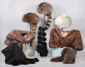 Vintage fur hats, shawls and c