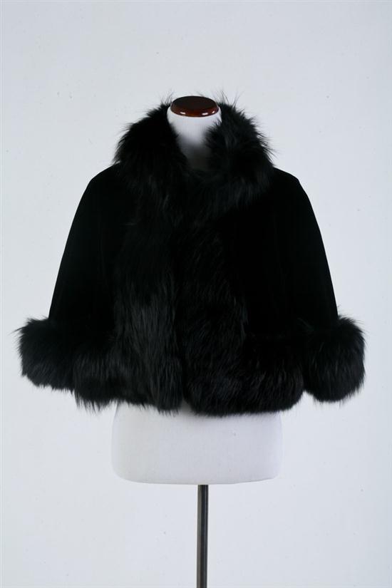 VINTAGE FUR-TRIMMED BLACK BOLERO