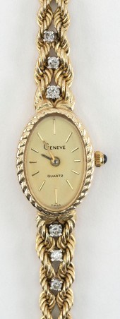 VINTAGE GENEVE 14KT GOLD AND D