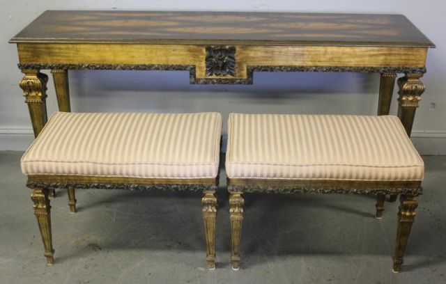 Vintage Gilded Console with Two