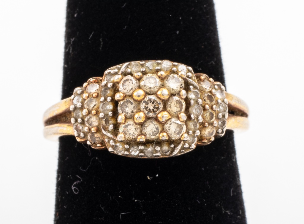 VINTAGE GILDED VERMEIL DIAMOND RING